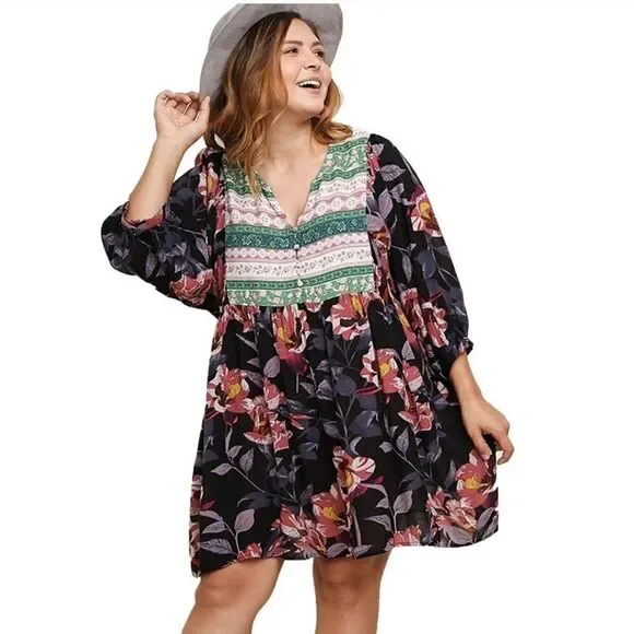 Umgee boho dress with balloon sleeve - Picture 10 of 10